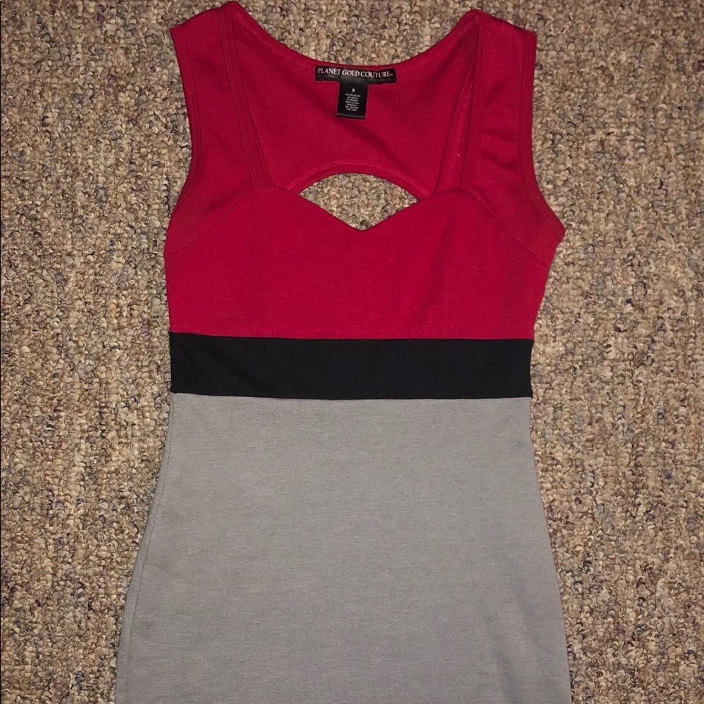 Planet Gold Couture Women’s SZ S Red/B/Gray Dress